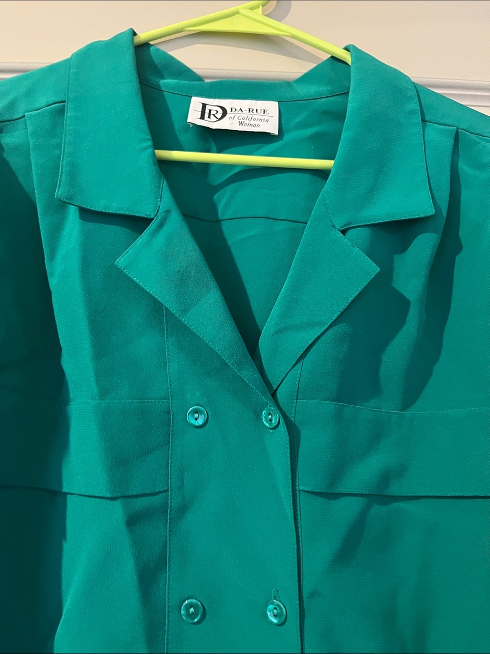 Emerald Green Double-Breasted Women's shirt sz 22W vintage - Picture 5 of 5